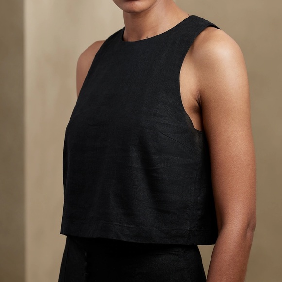 Banana Republic | LINEN-BLEND MIDI SKIRT | | black | Petite | matching skirt set - Picture 2 of 16